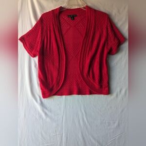 United States Sweaters Vibrant Red Short-Sleeve Cardigan